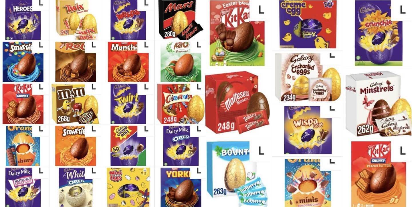 30 Different Large Easter Eggs now £2 @ Tesco