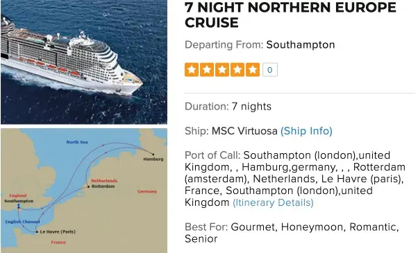 msc northern europe from southampton