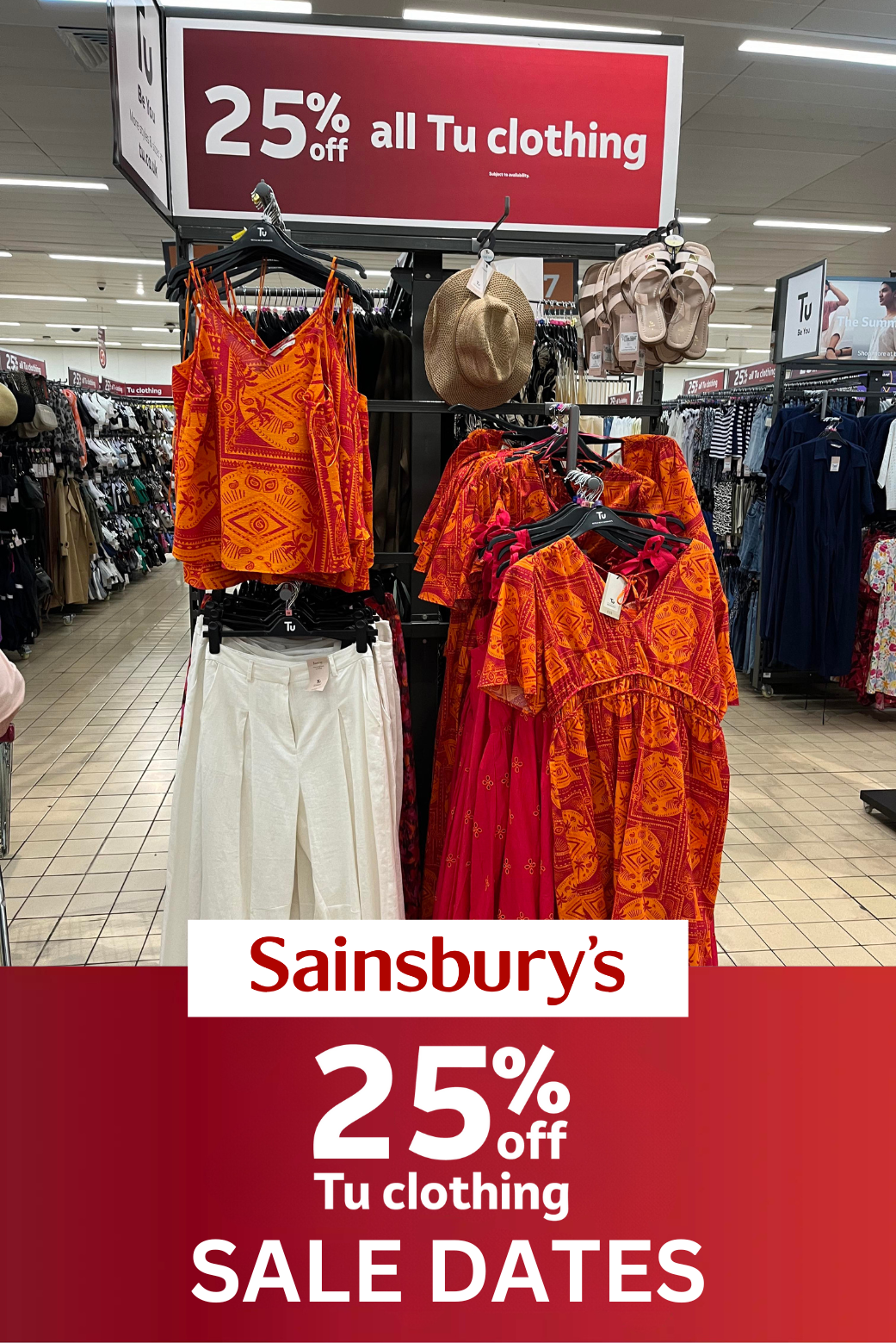 Sainsburys 25% off Clothing Dates