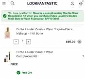 FREE complexion kit worth £36 with Estee Lauder Double Wear Makeup @ Look Fantastic