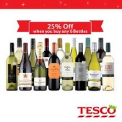 25% off 6 bottles of wine (or more) @ Tesco