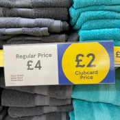 Half Price Grey &amp; Aqua Towels with Clubcard @ Tesco