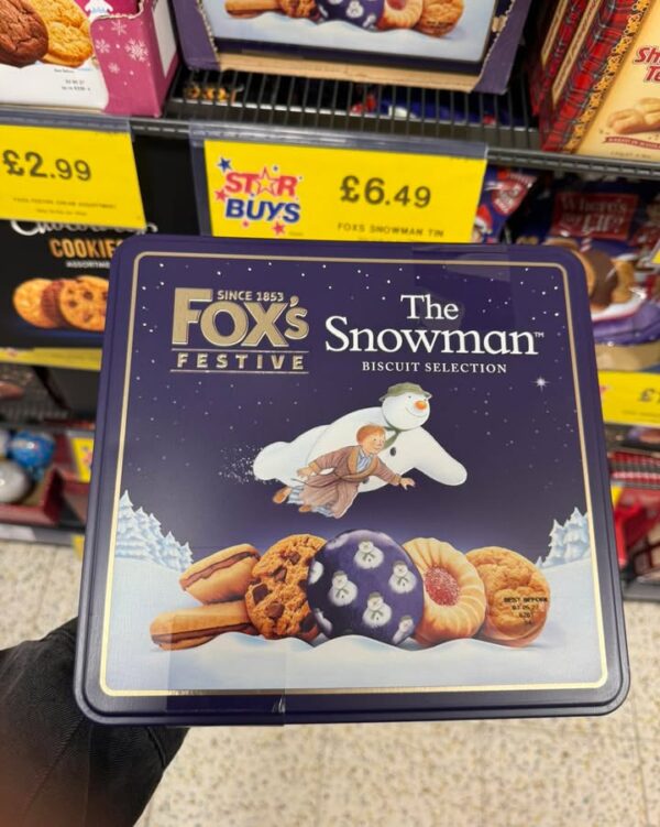 The Snowman biscuit tins new at Home Bargains