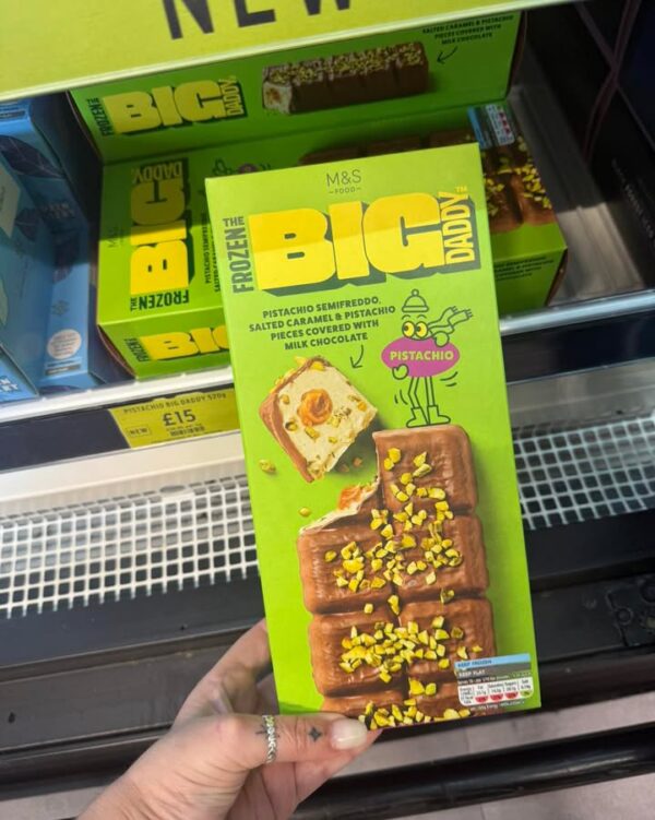 NEW Pistachio Big Daddy bars in the frozen section at M&S